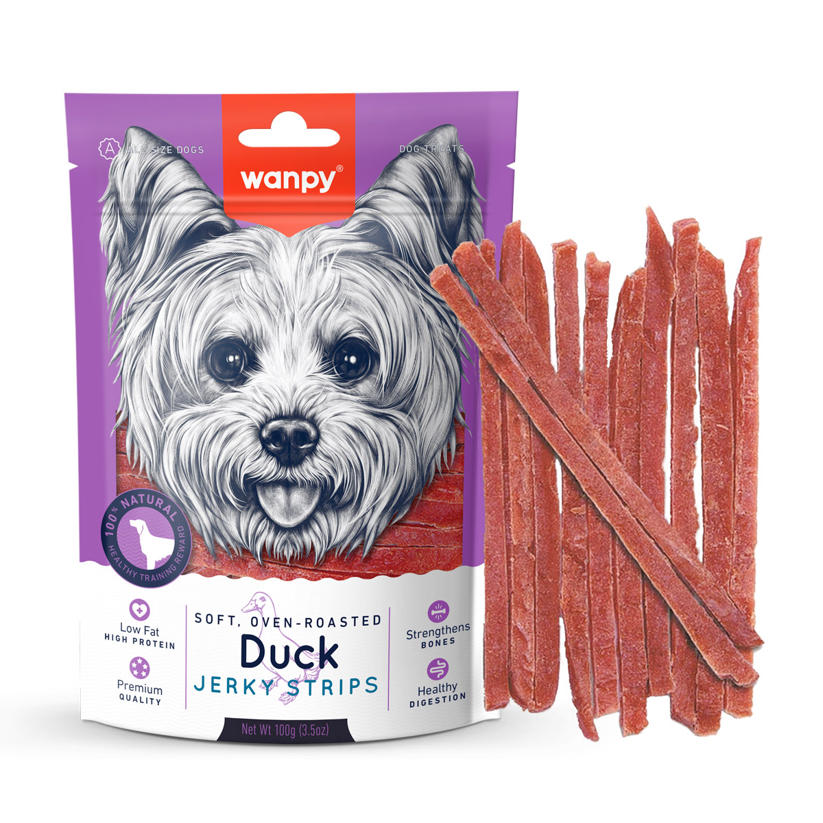 Wanpy Soft Duck Jerky Strips Dog Treats 100G 1 10 1