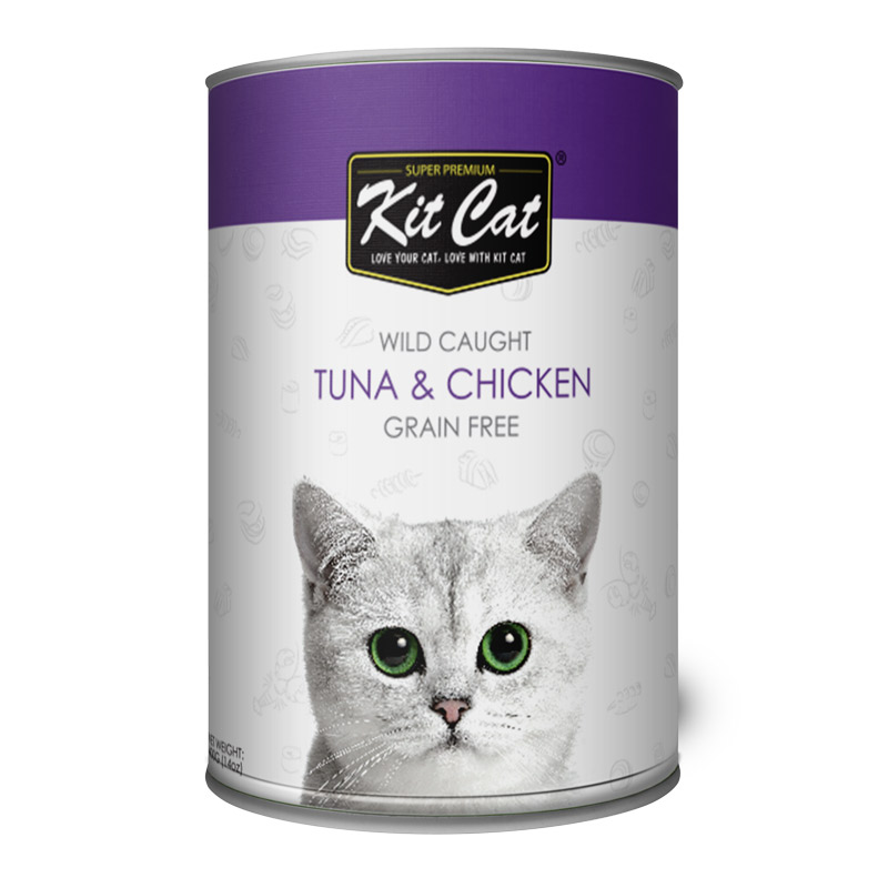 Kit Cat Wild Caught Tuna & Chicken Grain Free Wet Cat Food 400g 1 12