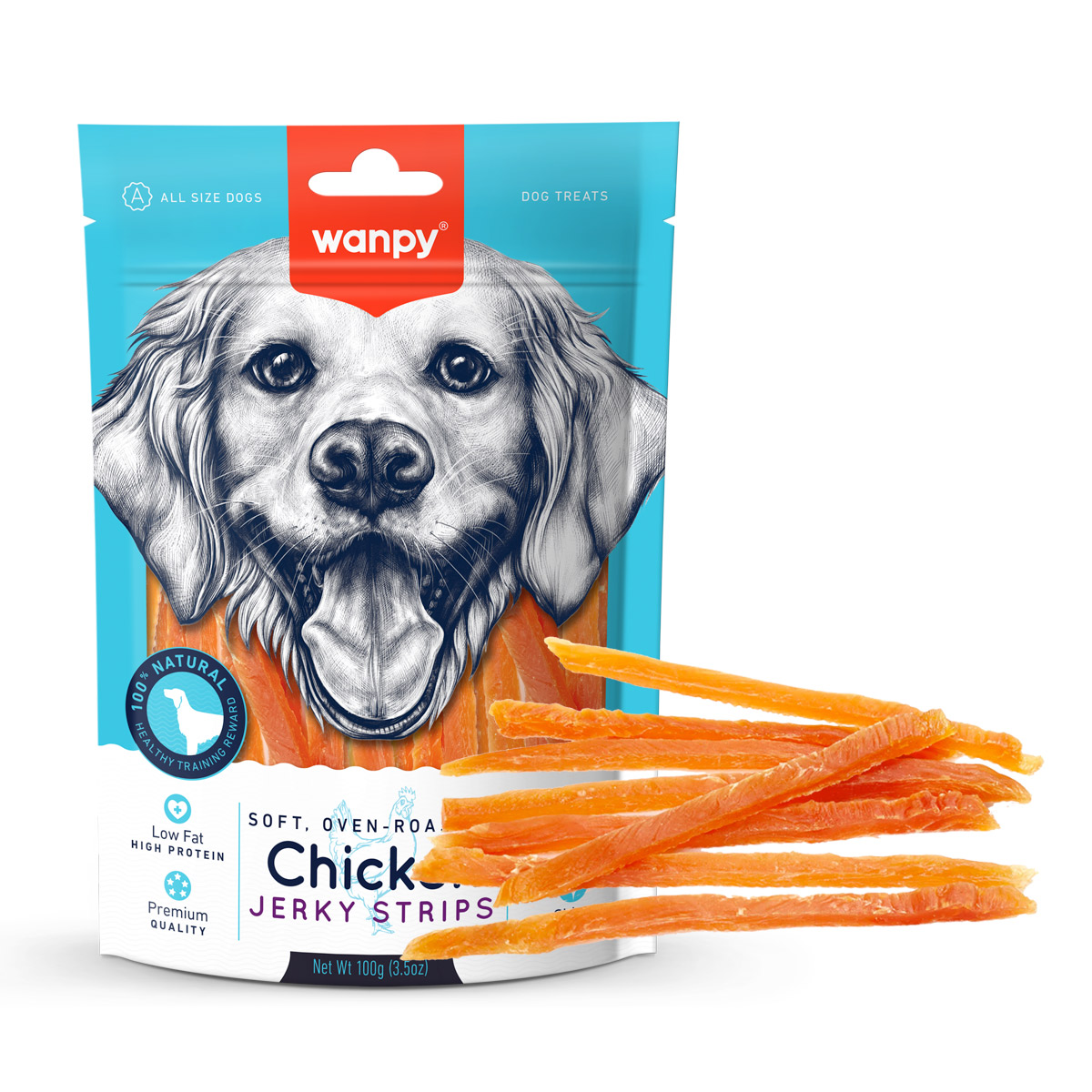 Wanpy Soft Chicken Jerky Strips Dog Treats 100G 1 20 1