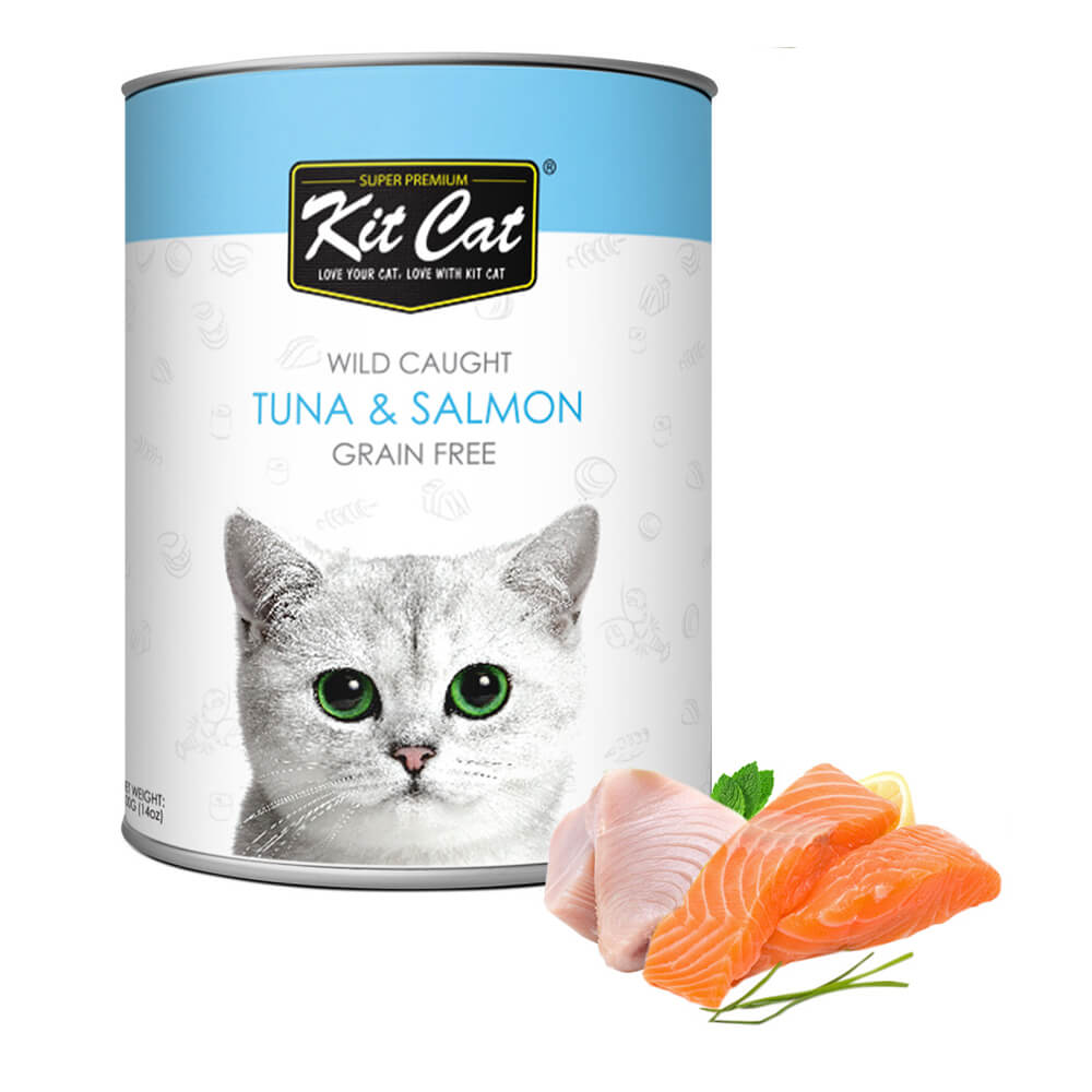 Kit Cat Wild Caught Grain Free Tuna & Salmon Wet Cat Food 400G 3 25d