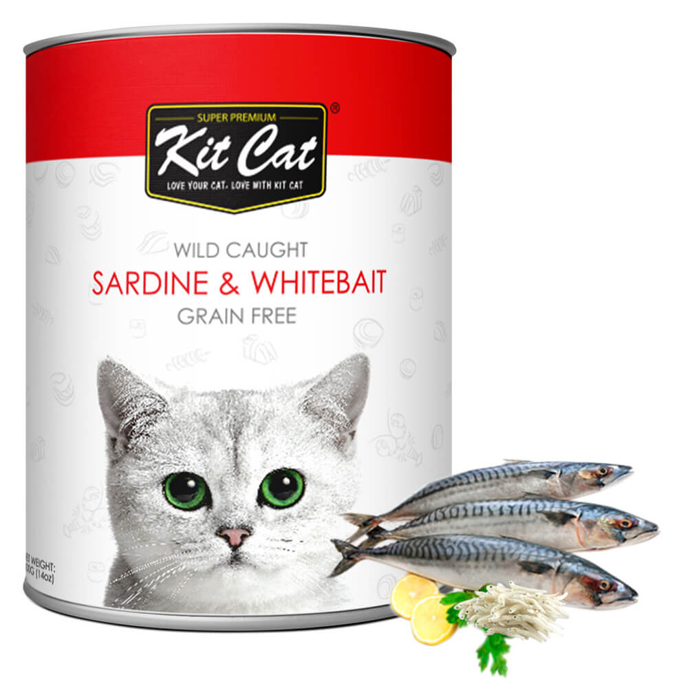 Kit Cat Wild Caught Grain Free Sardine & Whitebait Wet Cat Food 400G 2 27s