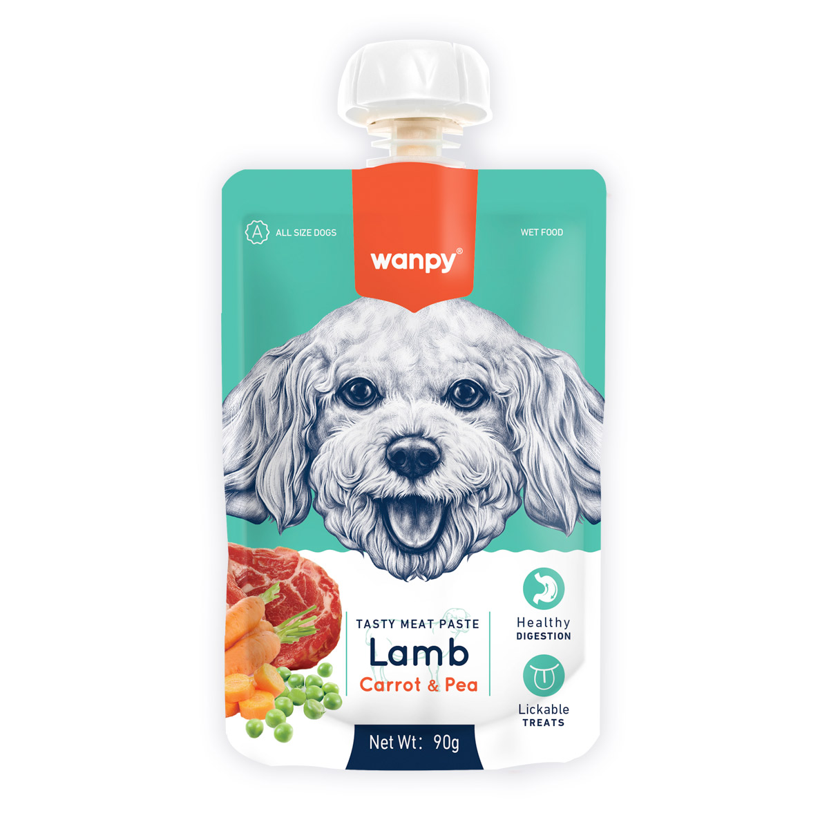 Wanpy Tasty Meat Paste Lamb with Carrot & Pea Dog Treats 90G 1 28 1