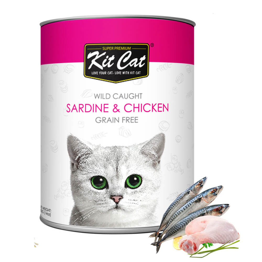 Kit Cat Wild Caught Grain Free Sardine & Chicken Wet Cat Food 400G 2 28d