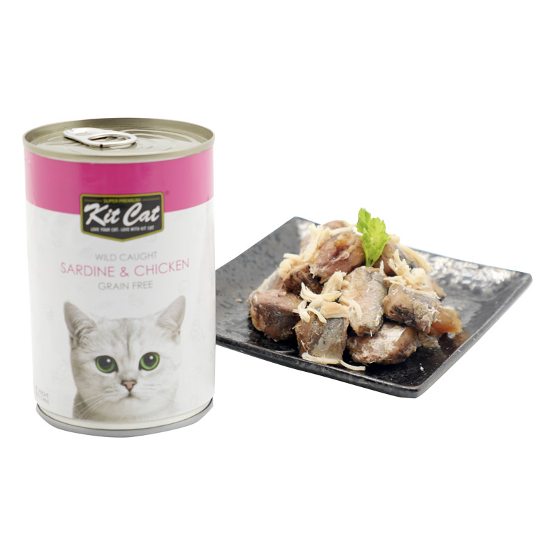 Kit Cat Wild Caught Grain Free Sardine & Chicken Wet Cat Food 400G 3 28ss