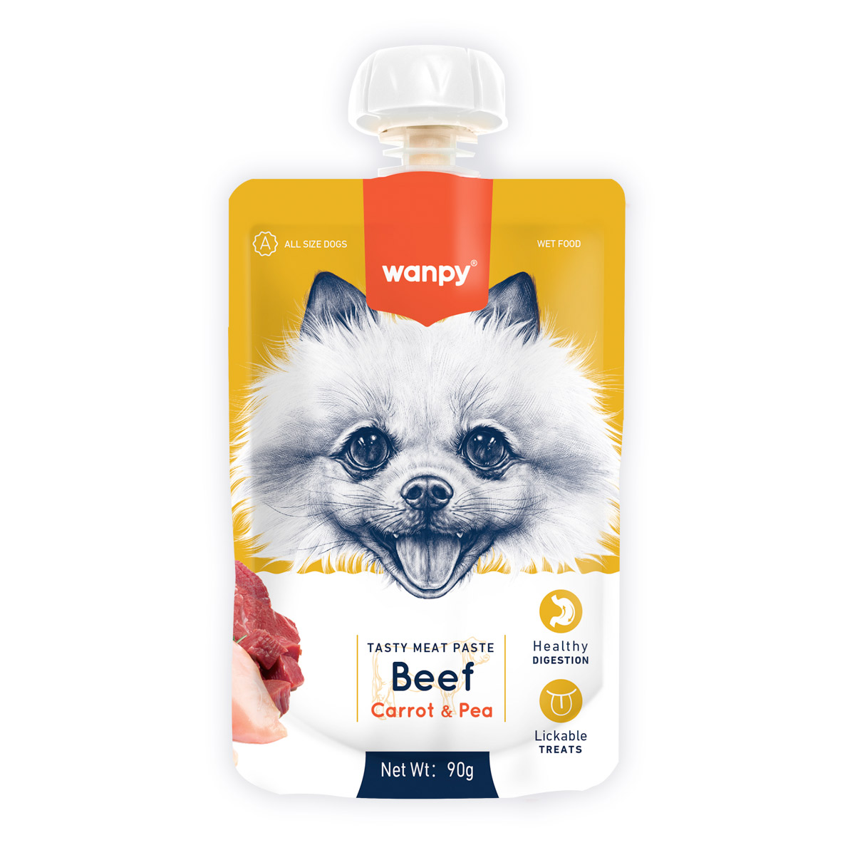Wanpy Tasty Meat Paste Beef with Carrot & Pea Dog Treats 90G 1 29 1