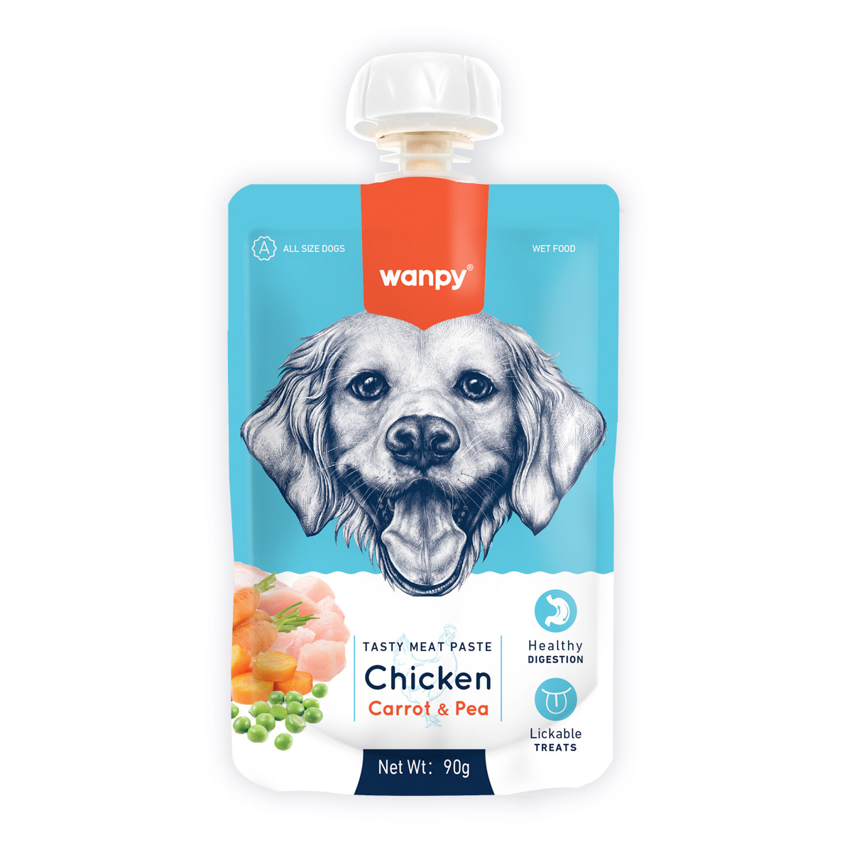 Wanpy Tasty Meat Paste Chcken with Carrot & Pea Dog Treats 90G 1 31 2