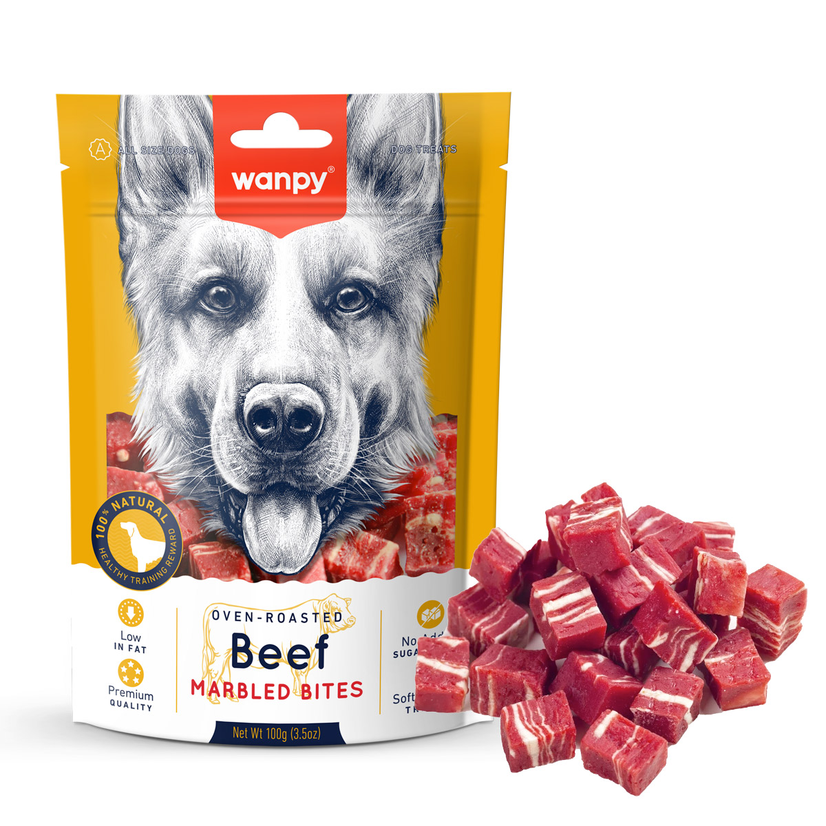 Wanpy Marbled Beef Bites Dog Treats 100G 1 38 2
