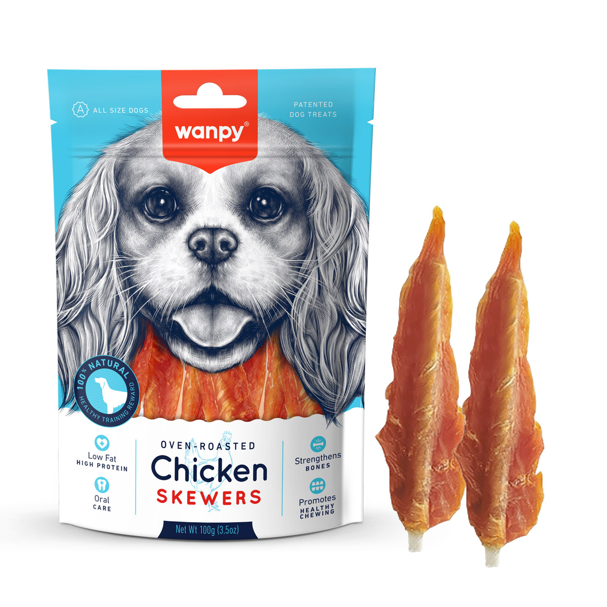 Wanpy Chicken Skewers Dog Treats 100G 1 41 1