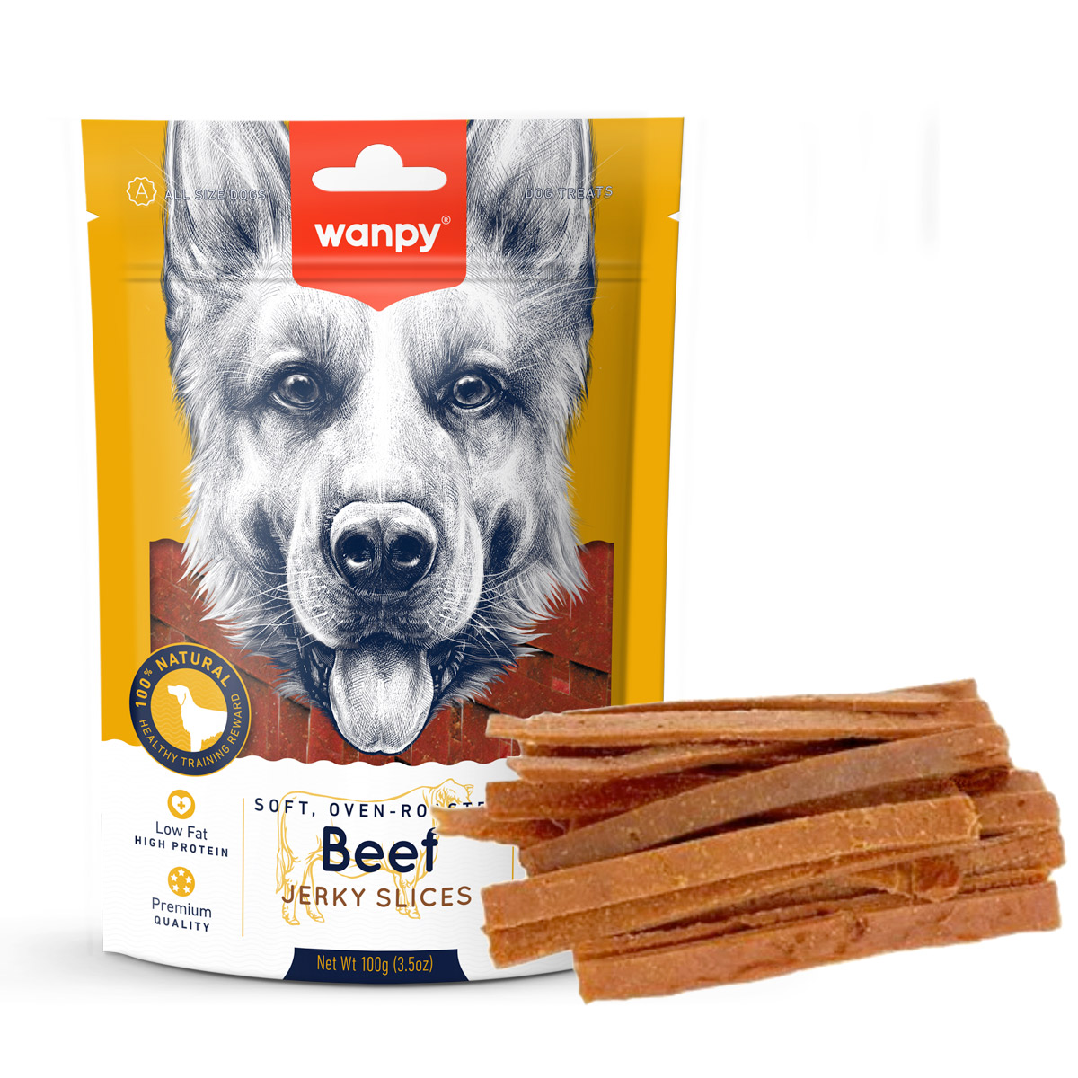 Wanpy Soft Beef Jerky Slices Dog Treats 100G 1 6 3