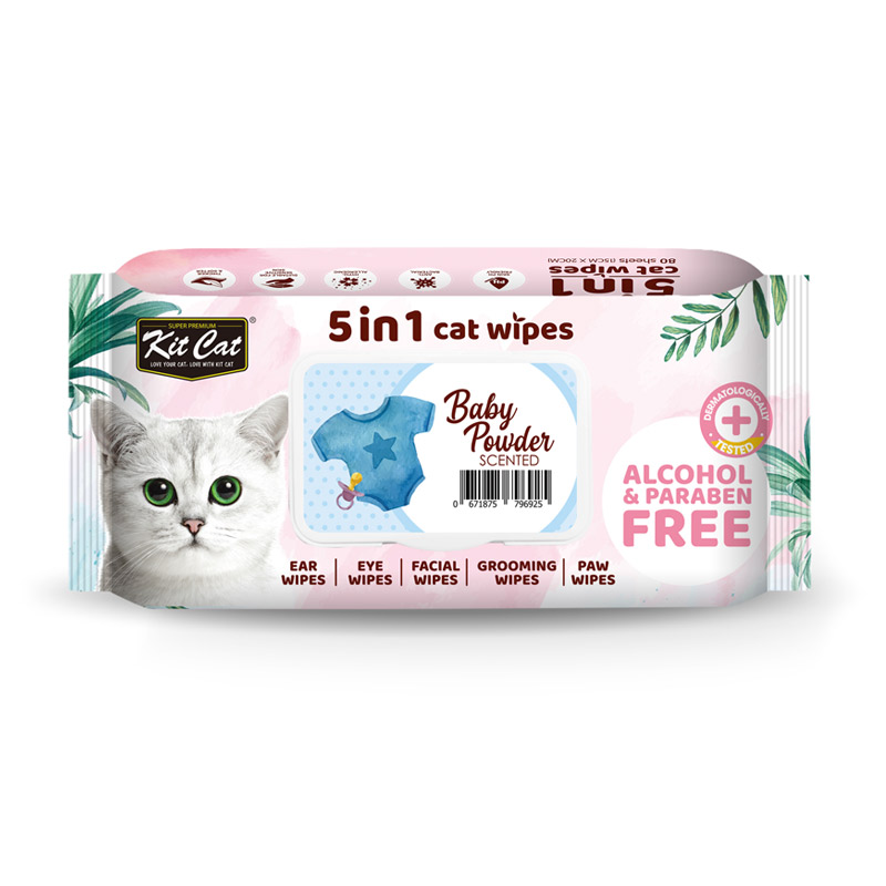 Kit Cat 5in1 Baby Powder Scented Cat Wipes 80pcs 1 9a