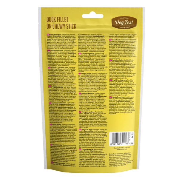DOG FEST DUCK FILLET ON CHEWY STICK 90g 2 4 1