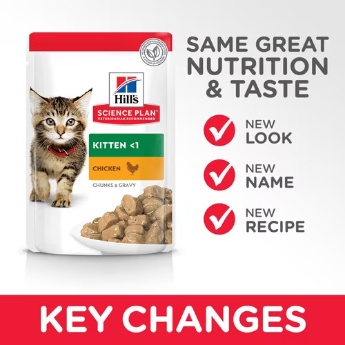 Hill’s Science Plan Tender Chunks In Gravy Kitten Chicken Wet Pouches (12x85g) 3 6b