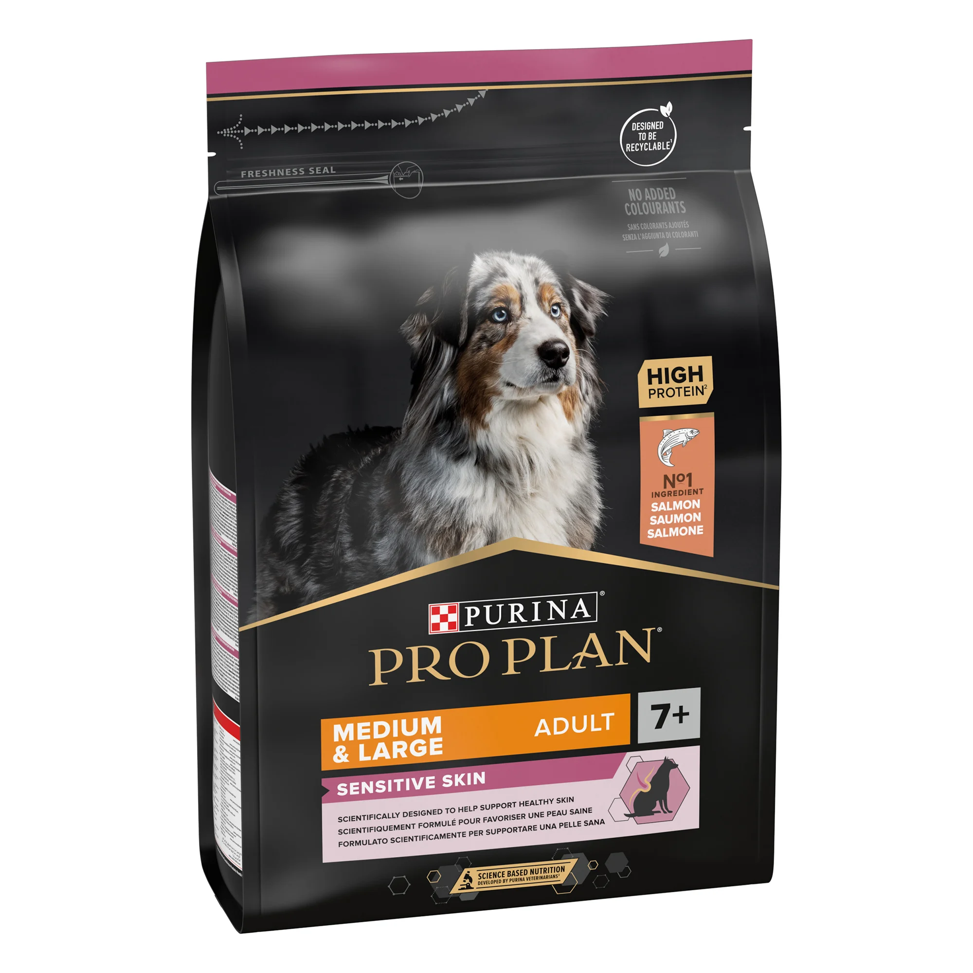 PRO PLAN SENSITIVE SKIN MEDIUM AND LARGE SENIOR 7+ , DRY DOG FOOD WITH SALMON, 3 KG 1 12272683