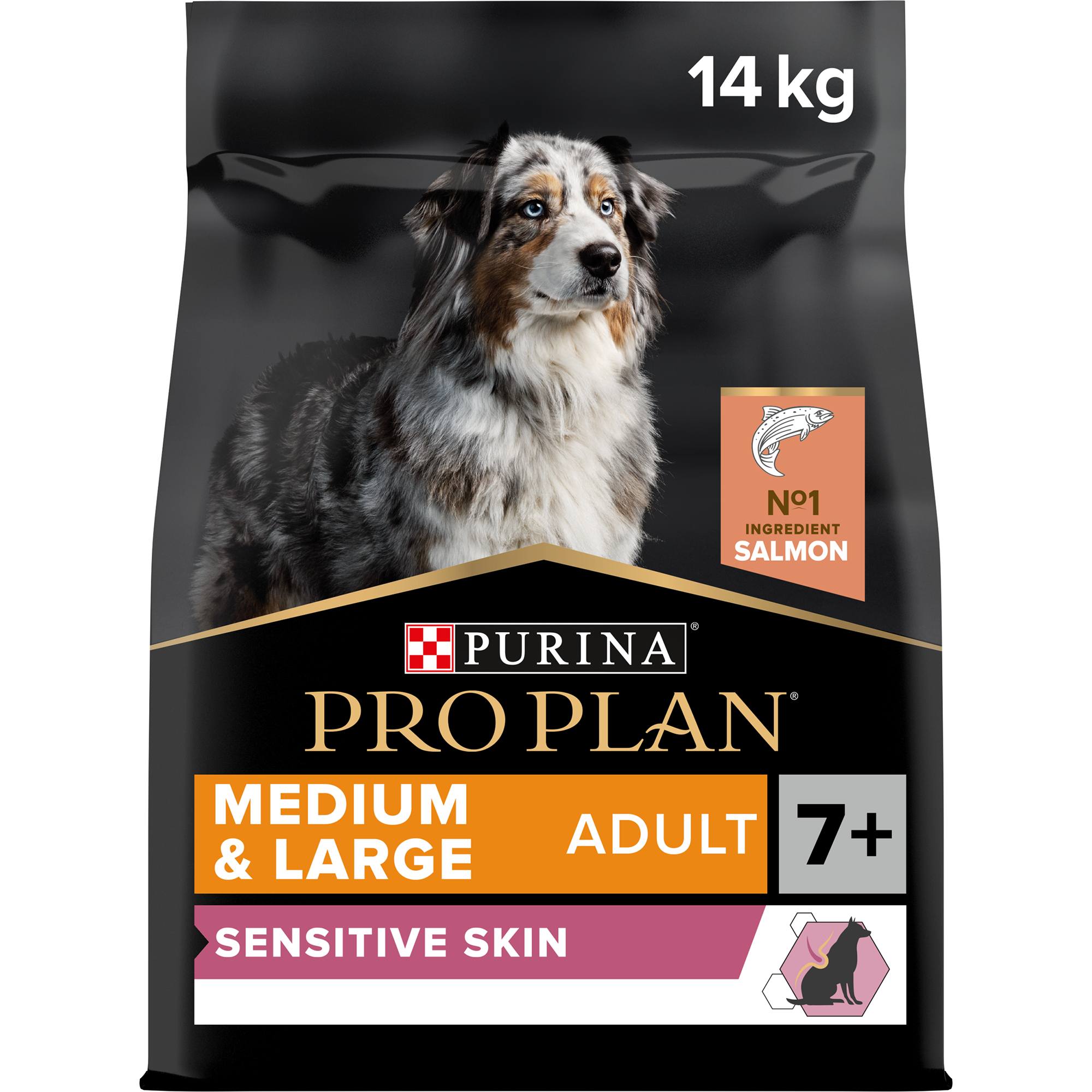 Pro Plan Sensitive Skin Medium and Large Senior 7+ , Dry Dog food with Salmon, 14 kg 1 w2000h2000fitcrop